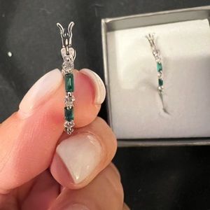 Emerald Hoop Earrings Sterling Silver